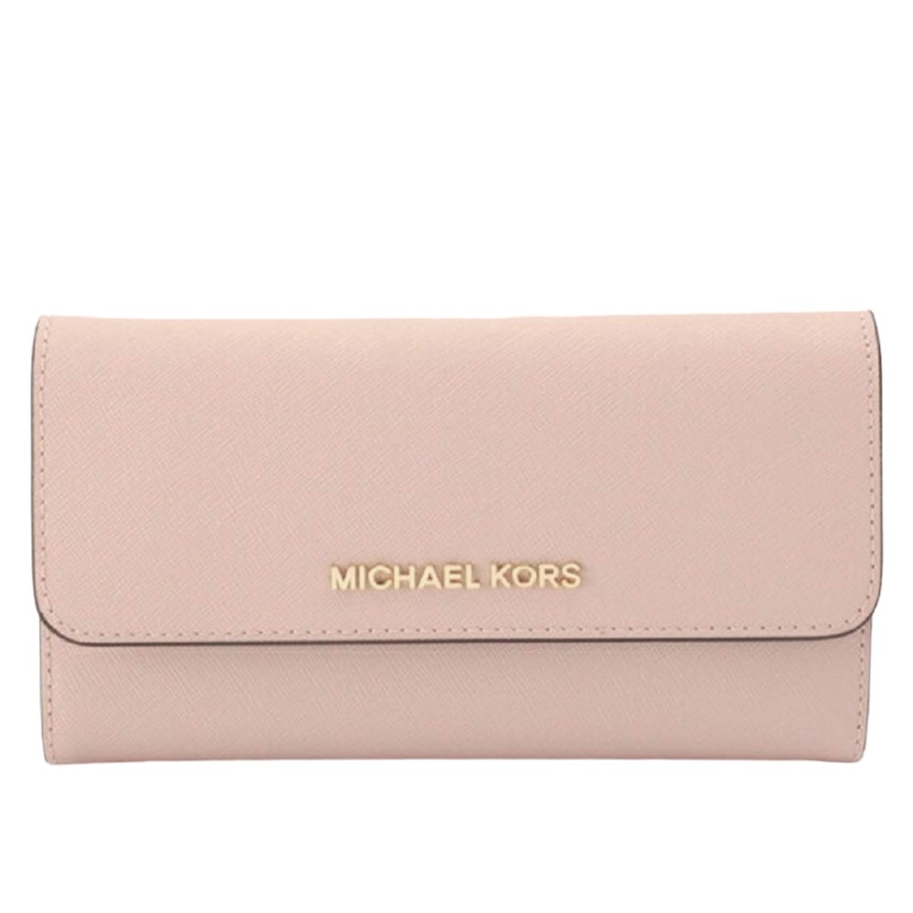 EUC Michael Kors Jet Set Travel Large Trifold Signature PVC Wallet Blush Color - Picture 7 of 11